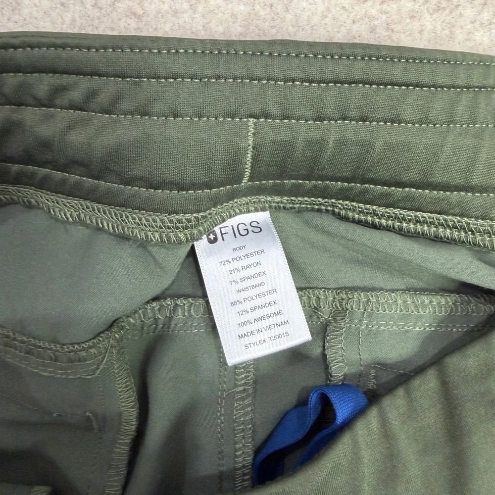 FIGS Axim Cargo Scrub Pants Olive Green Elastic Waist Mens T2001S